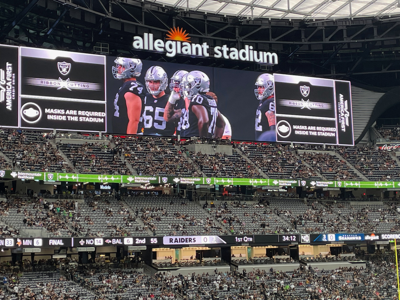 Allegiant Stadium's video screen being repositioned 